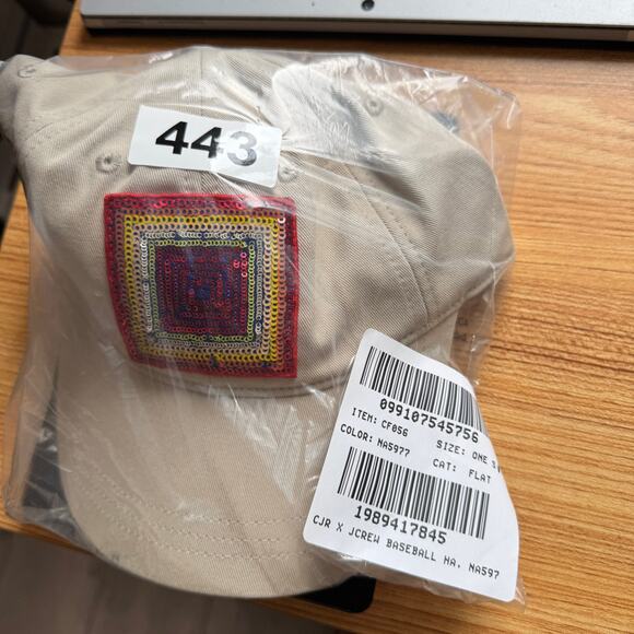 Christopher John Rogers J.Crew Baseball Hat WMNS OS Tan Red Adjustable Sequined main image 6